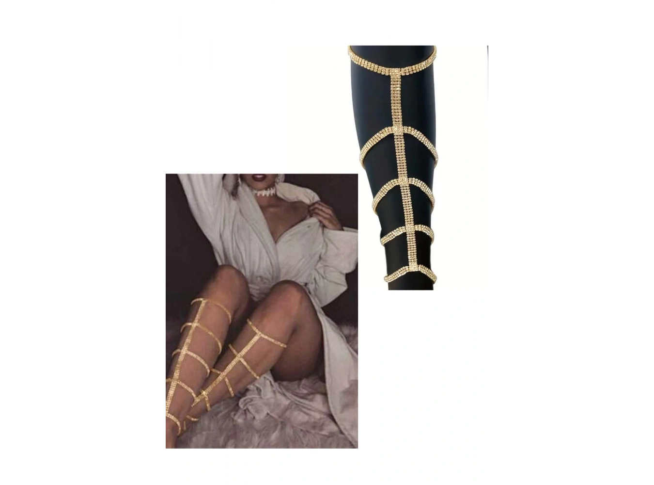 Altın Renk Taş Detaylı Tasarım Bacak Aksesuar