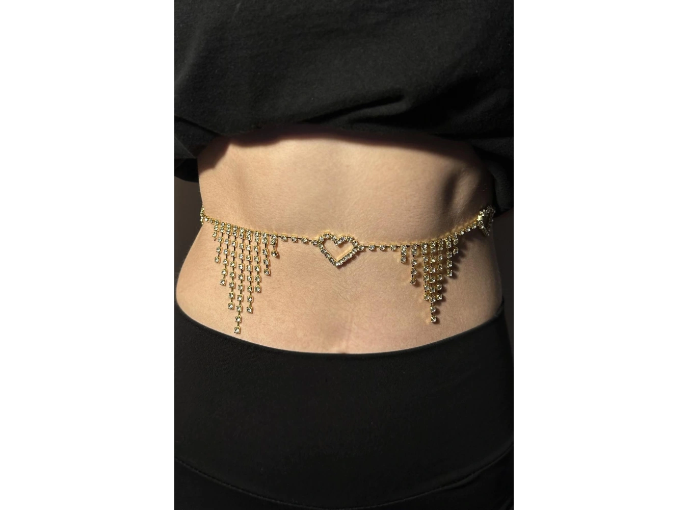 Altın Renk Taş Detaylı Tasarım Bel Zinciri/Vücut Aksesuar