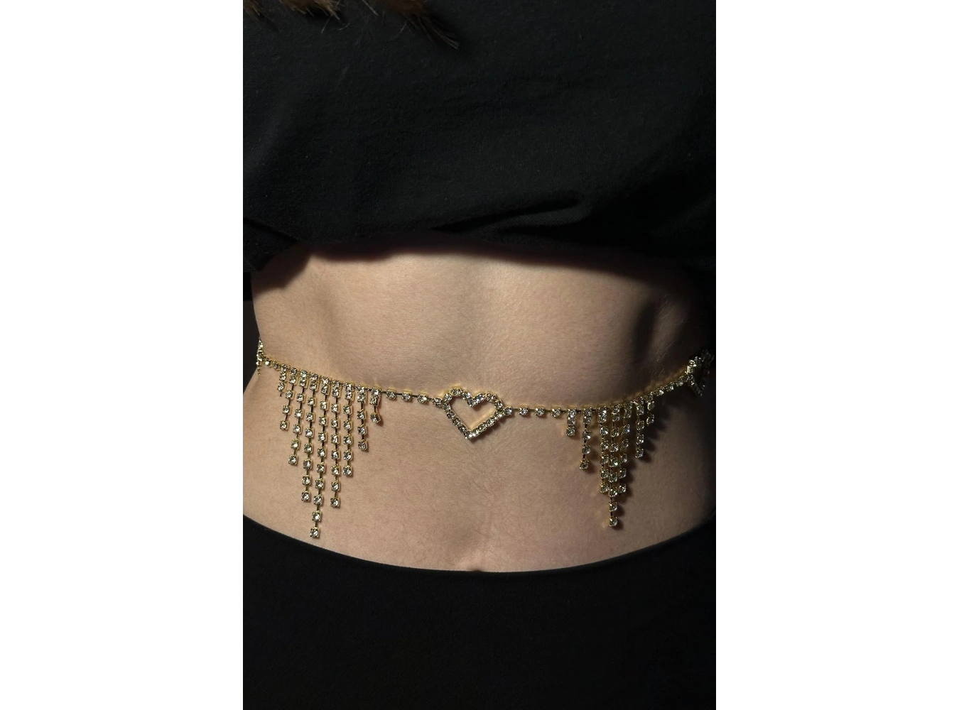 Altın Renk Taş Detaylı Tasarım Bel Zinciri/Vücut Aksesuar