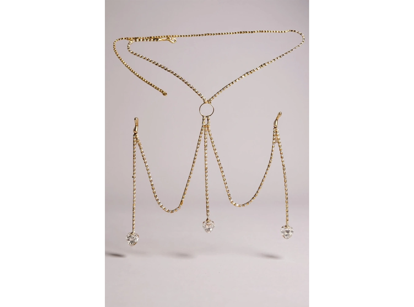 Altın Renk Taş Detaylı Tasarım Vücut Aksesuar