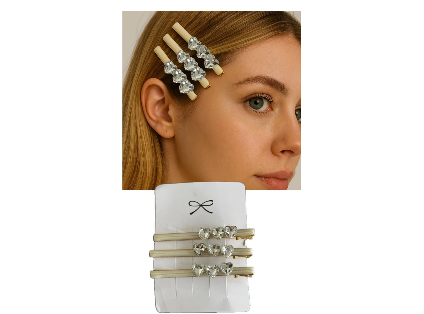 Altın Renk Taş Detaylı Üçlü Yan Toka