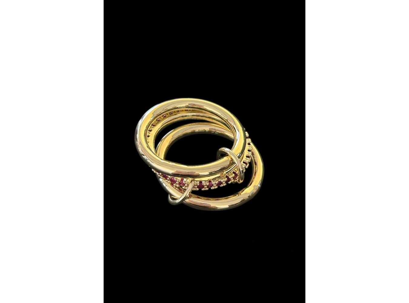 Altın Renk Taş Detaylı Üçlü Yüzük