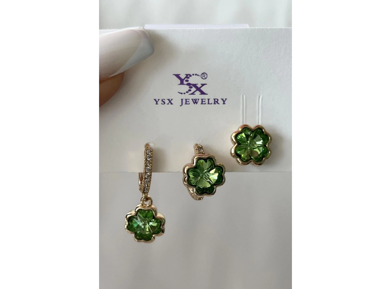 Altın Renk Taş Detaylı VİP 3lü YSX Küpe Set