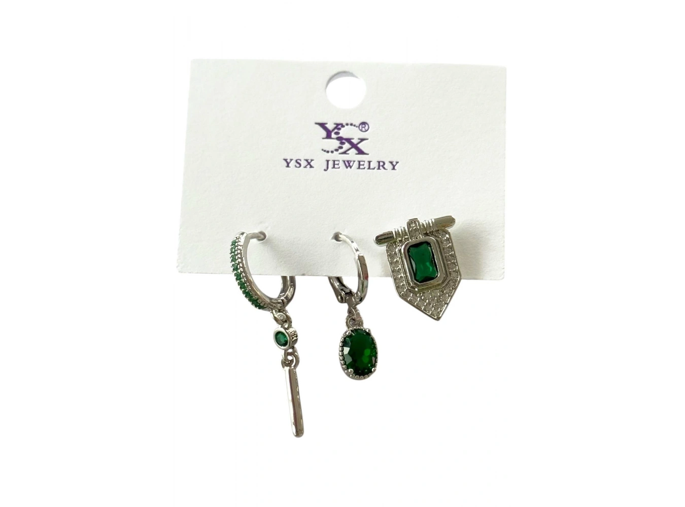 Gümüş Renk Taş Detaylı VİP 3lü YSX Küpe Set