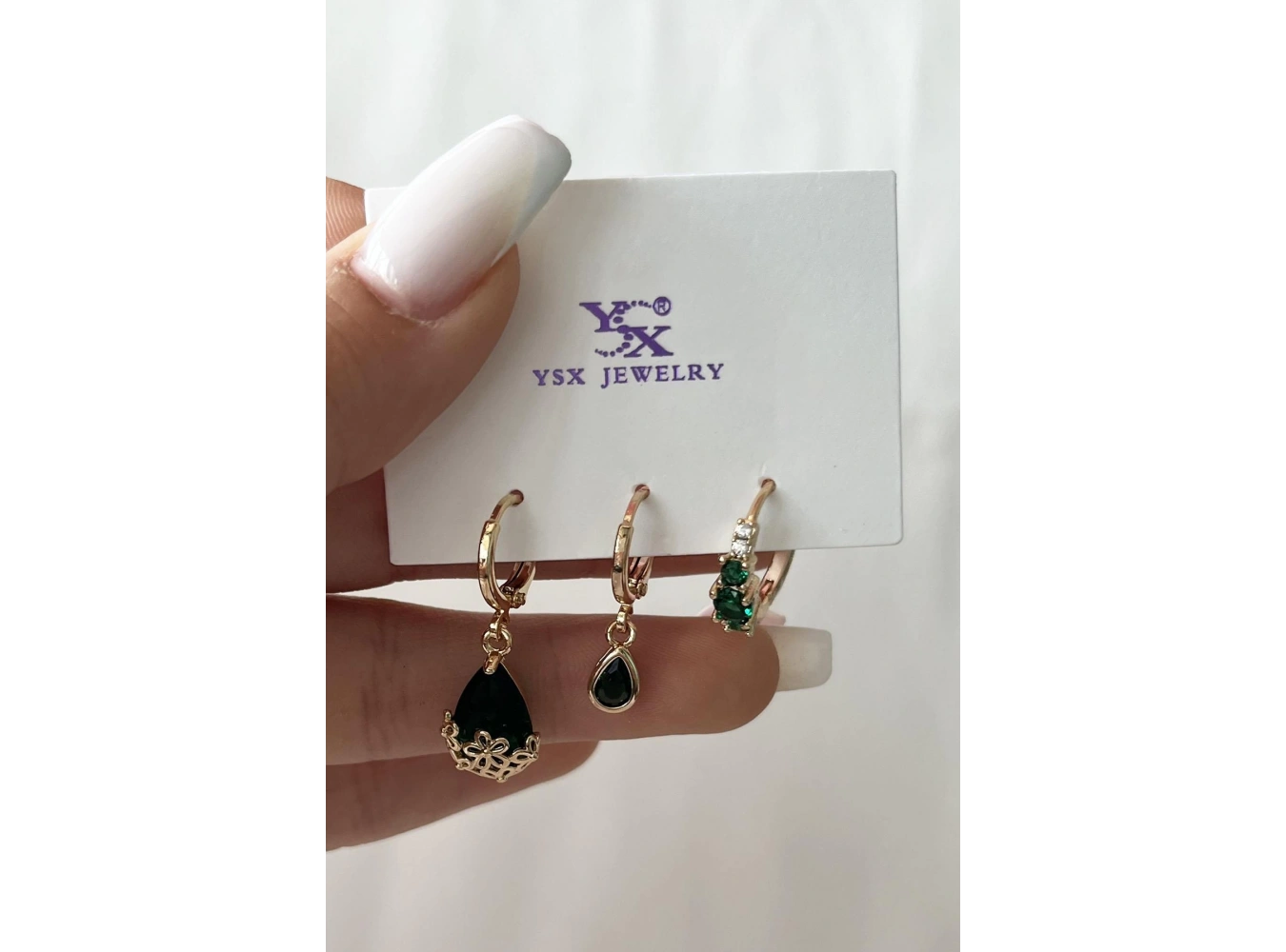 Altın Renk Taş Detaylı VİP 3lü YSX Küpe Set