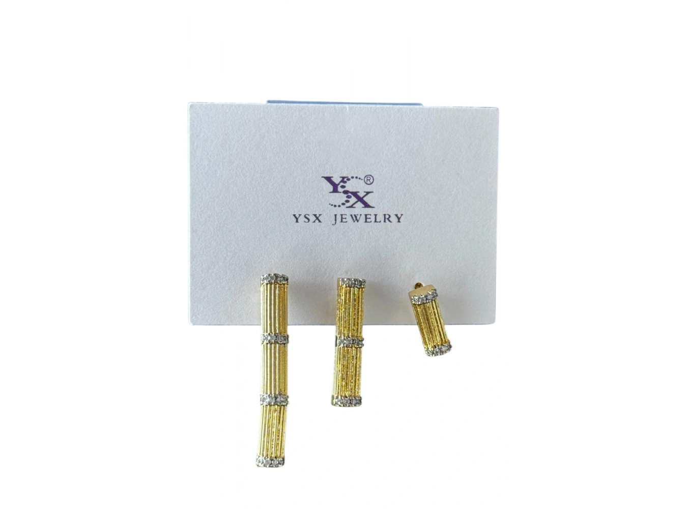 Altın Renk Taş Detaylı VİP 3lü YSX Küpe Set