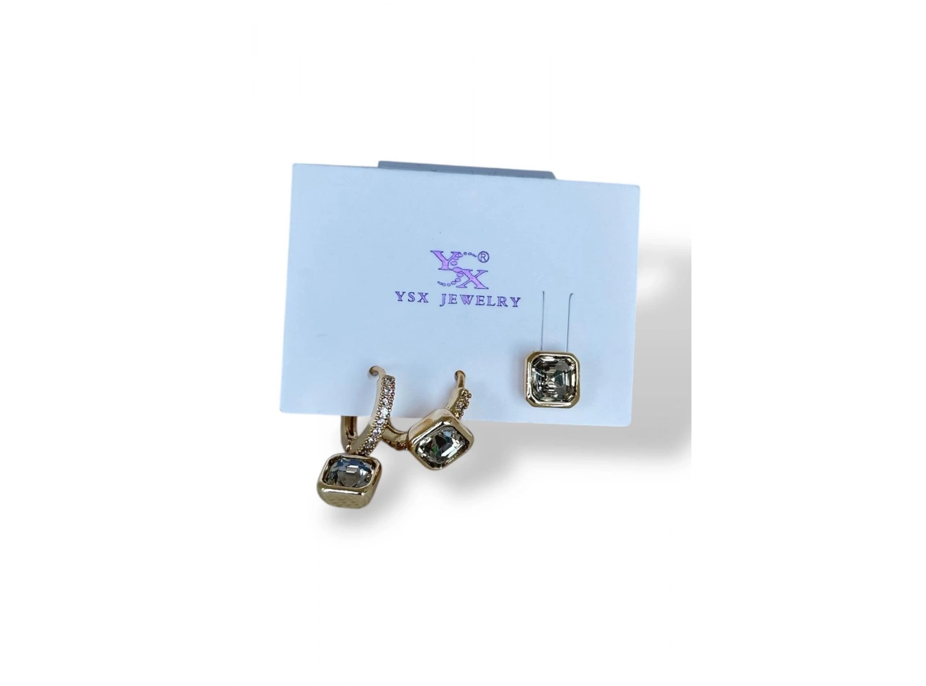 Altın Renk Taş Detaylı VİP 3lü YSX Küpe Set