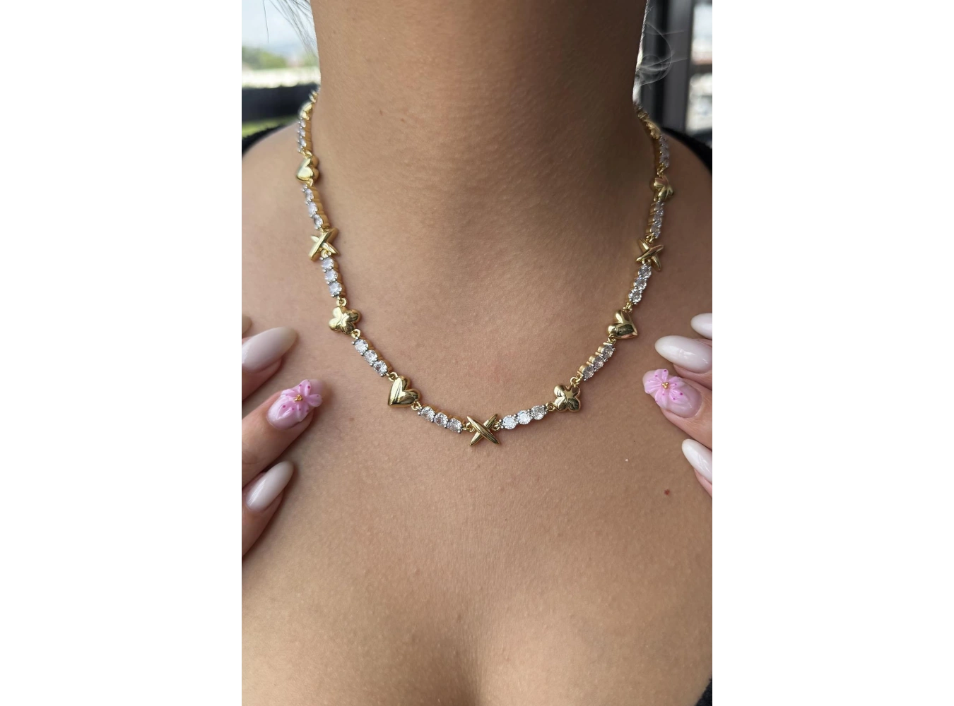 Altın Renk Taş Detaylı VİP YSX Kolye