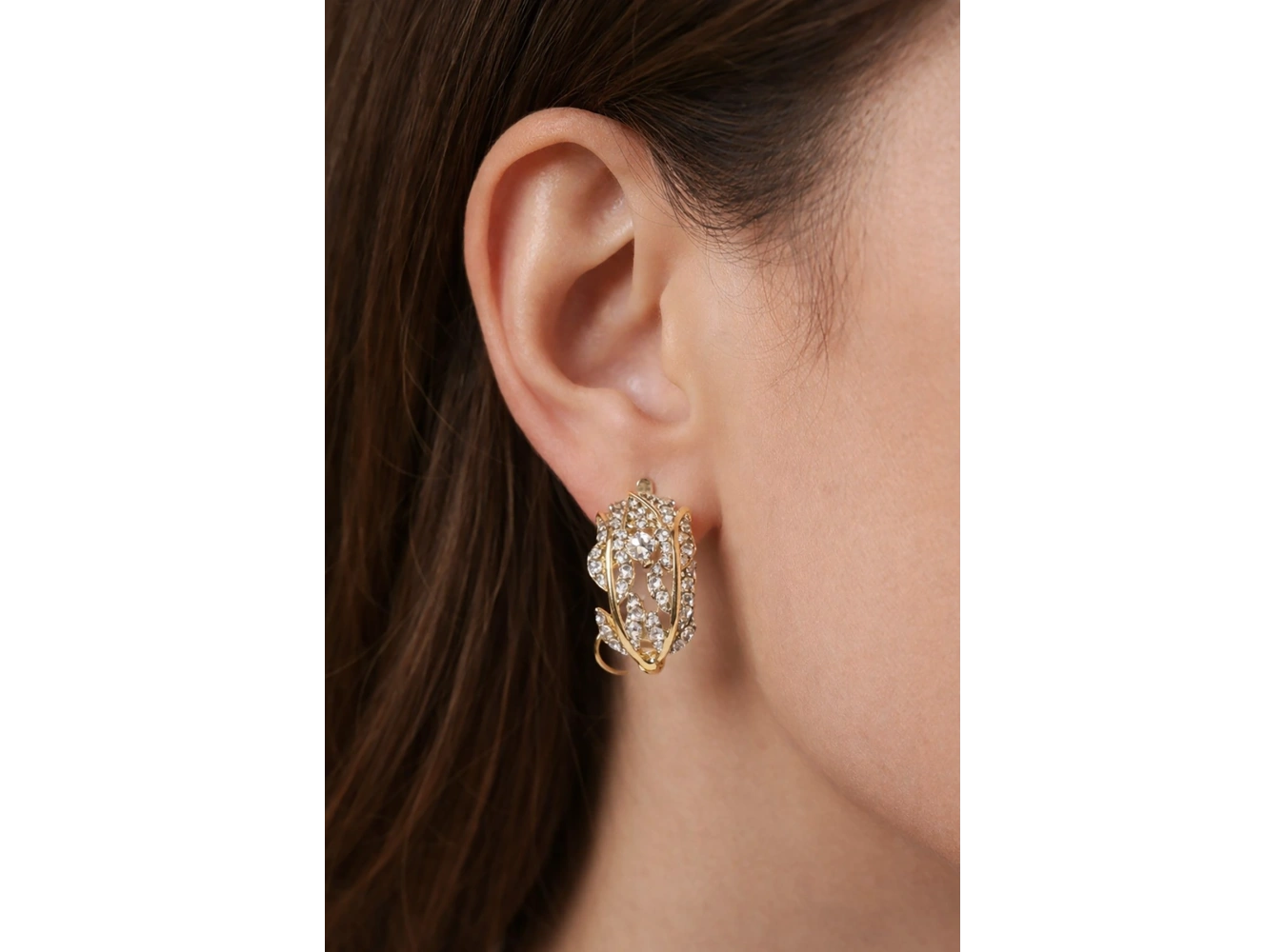 Altın Renk Taş Detaylı Xuping Küpe (Çift)