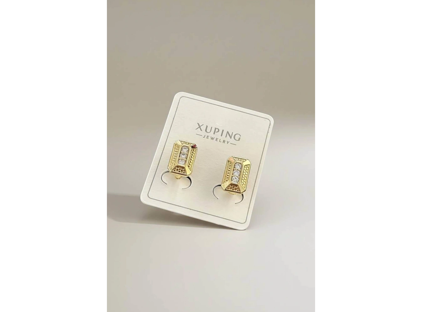 Altın Renk Taş Detaylı Xuping Küpe (Çift)
