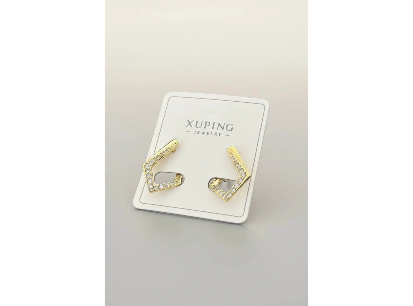 Altın Renk Taş Detaylı Xuping Küpe (Çift)