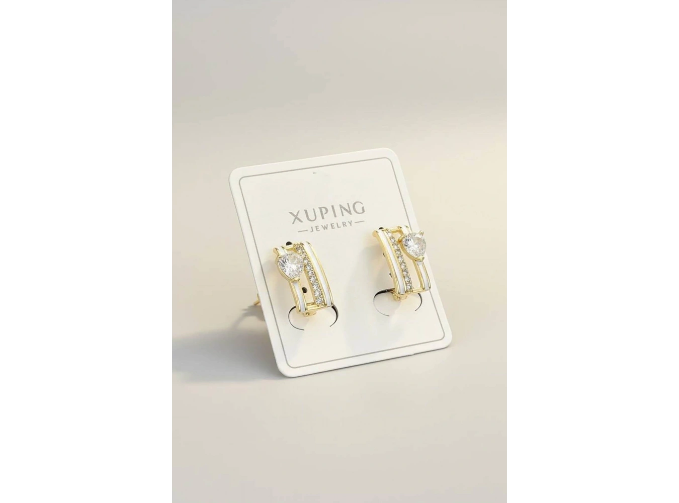 Altın Renk Taş Detaylı Xuping Küpe (Çift)