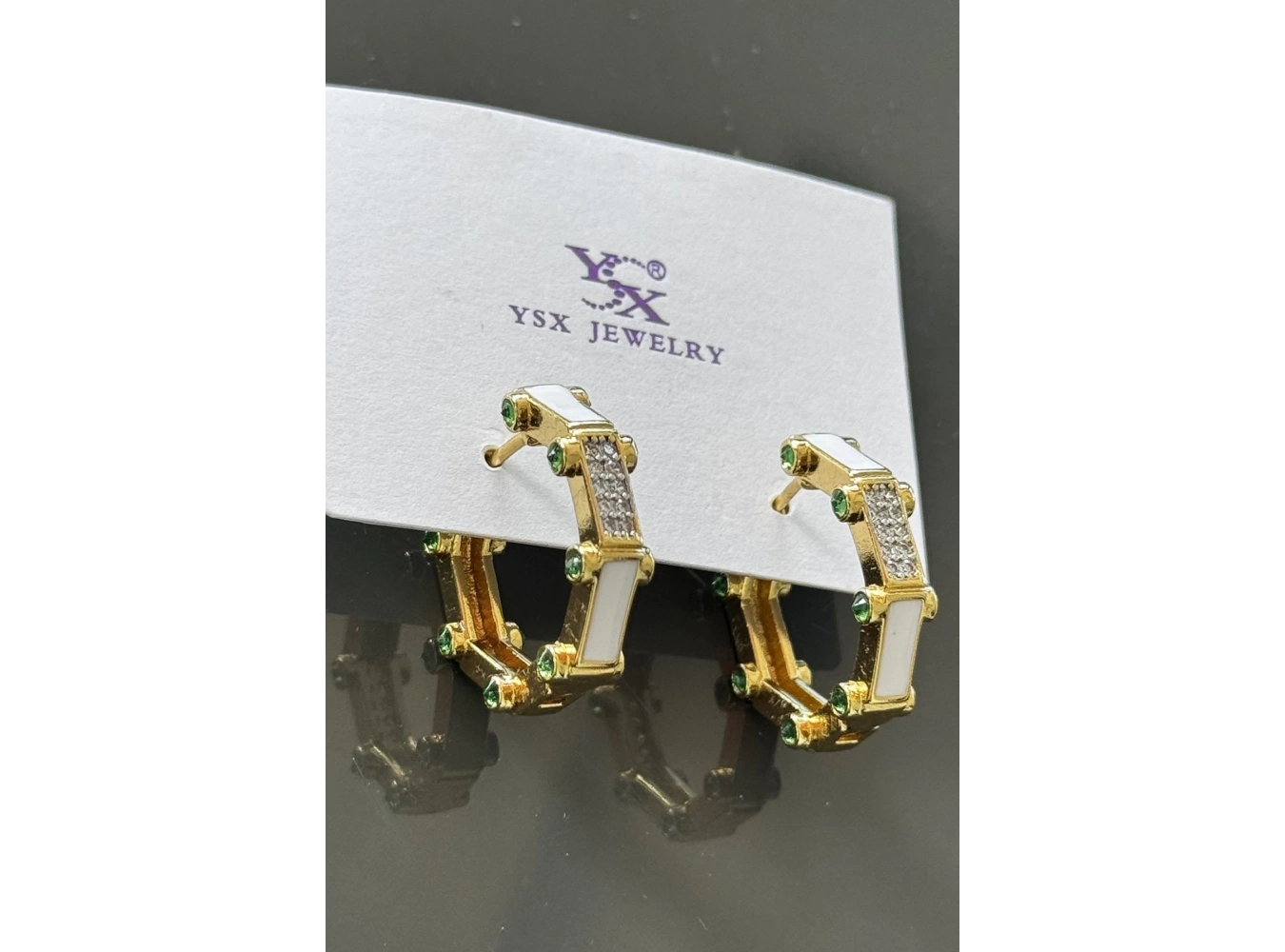 Altın Renk Taş Detaylı YSX Küpe (Çift)