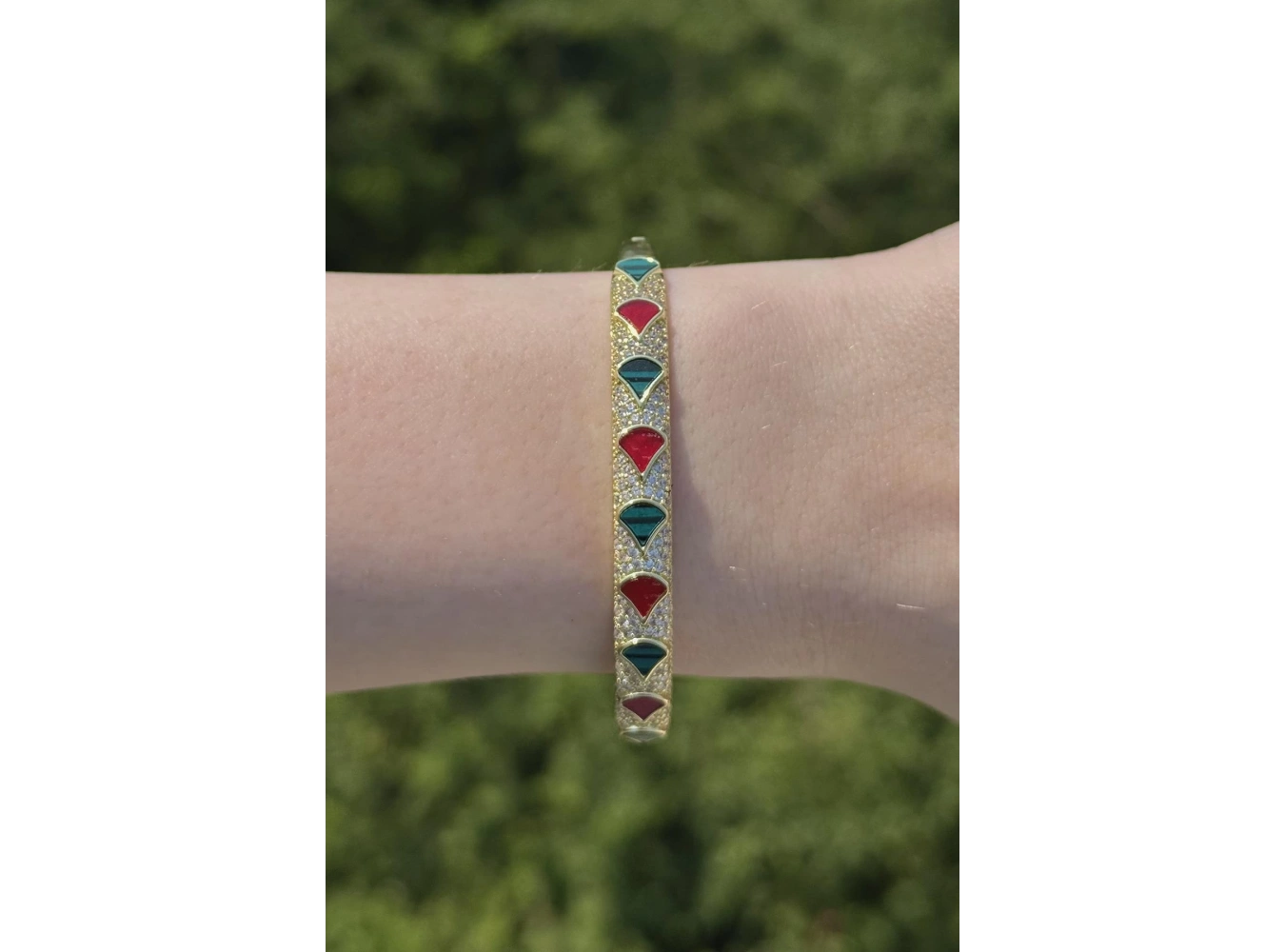 Altın Renk Taş Detaylı YSX Kelepçe Bileklik