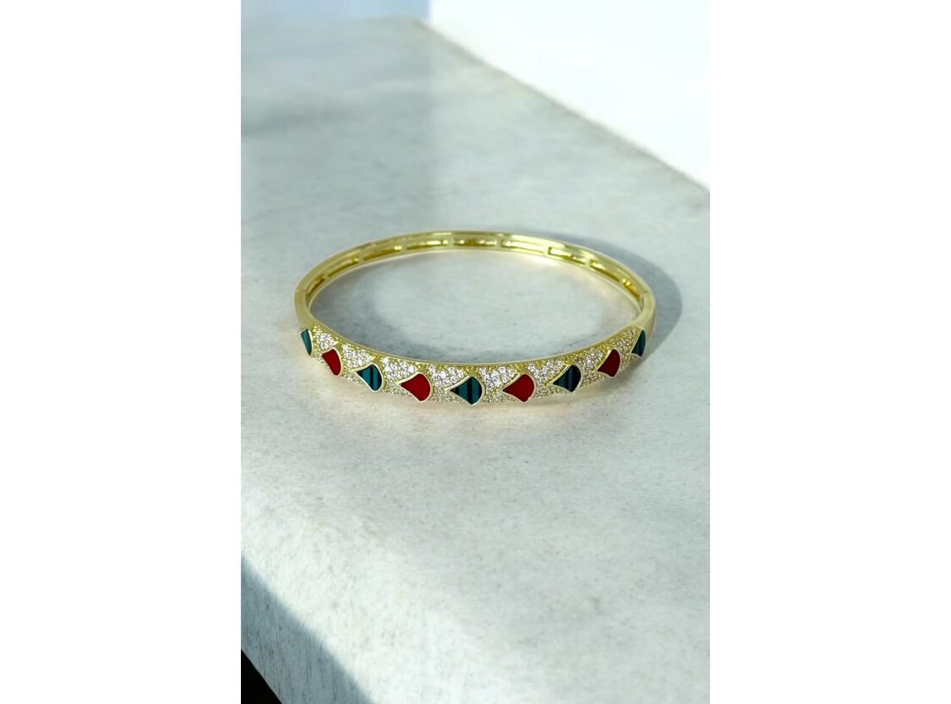 Altın Renk Taş Detaylı YSX Kelepçe Bileklik