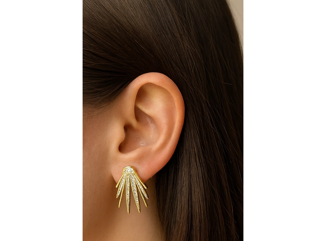 Altın Renk Taş Detaylı YSX Küpe (Çift)