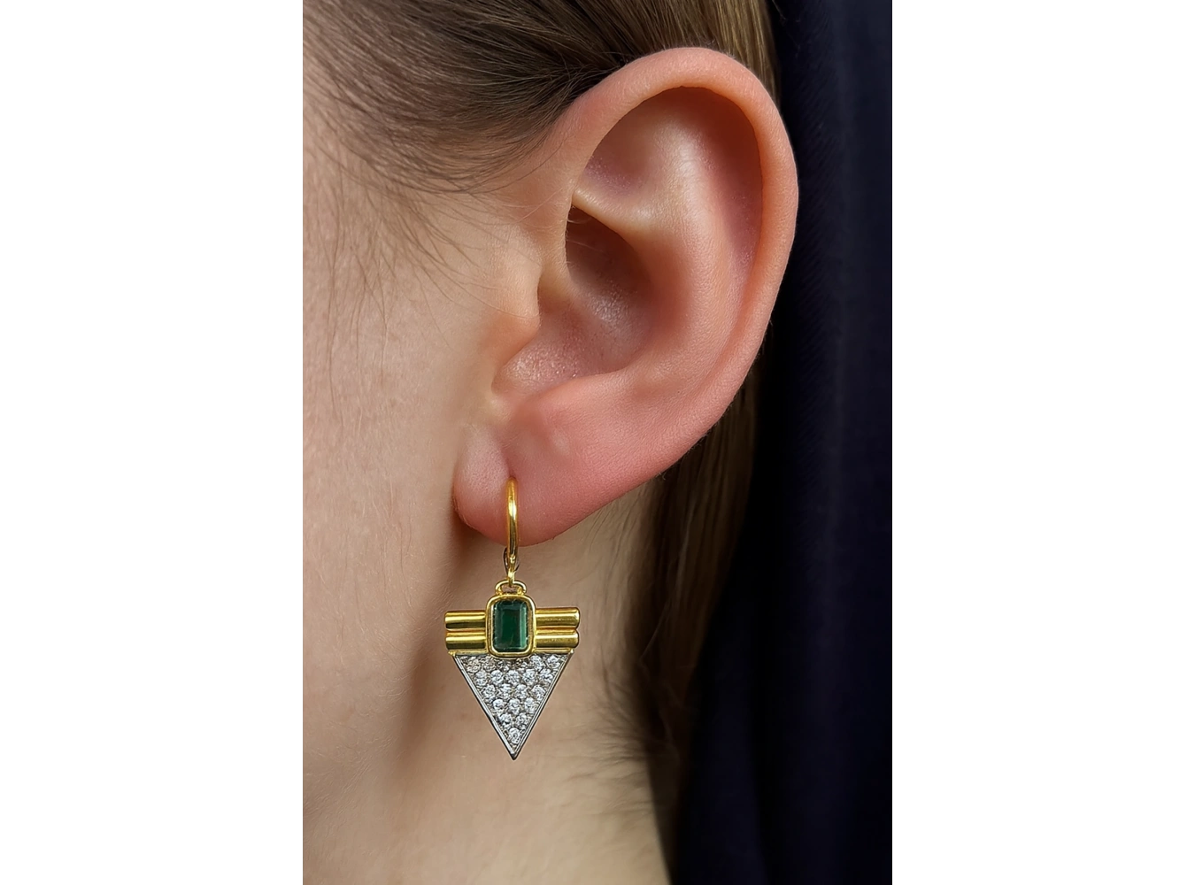 Altın Renk Taş Detaylı YSX Küpe (Çift)