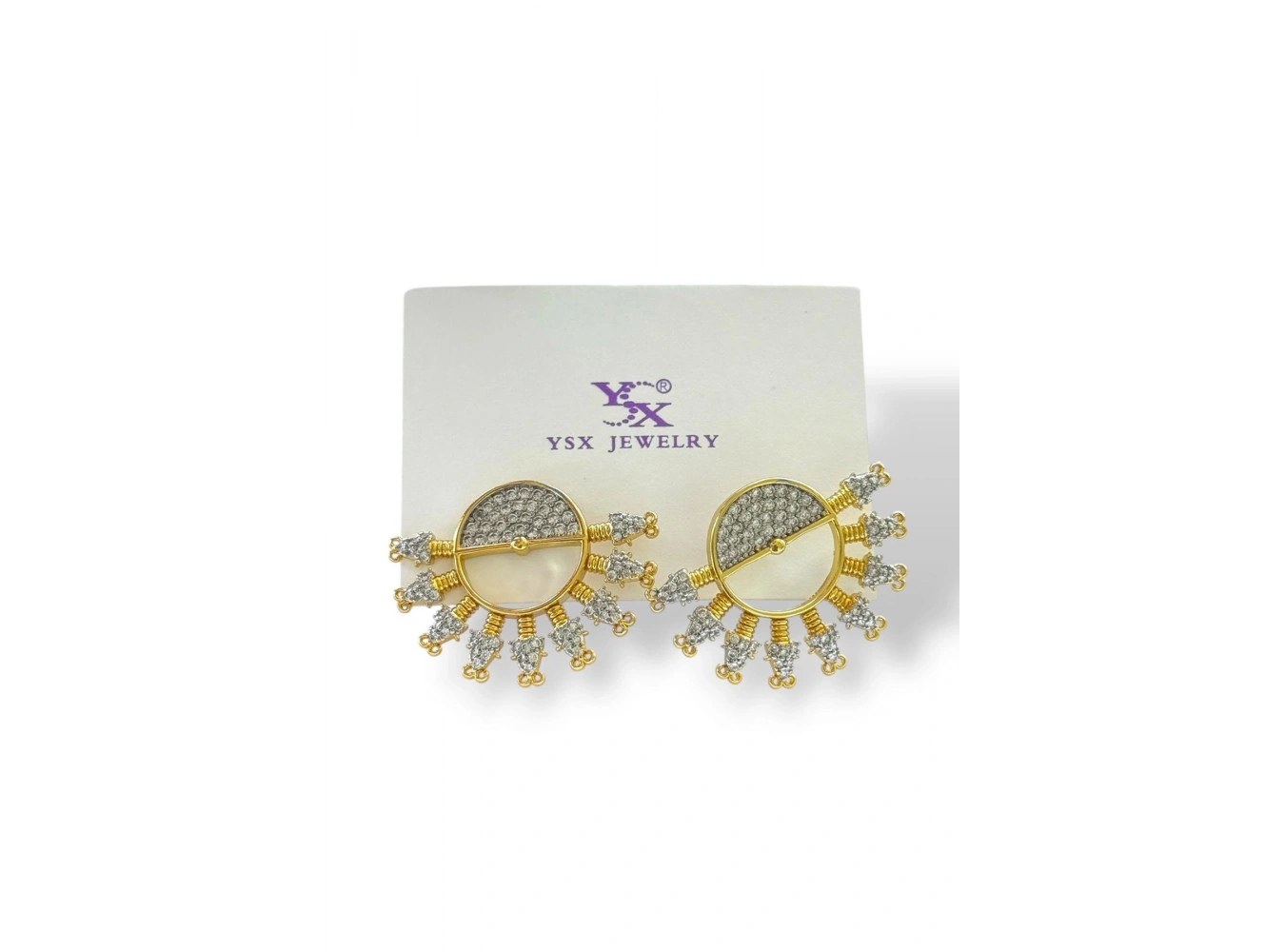 Altın Renk Taş Detaylı YSX Küpe (Çift)