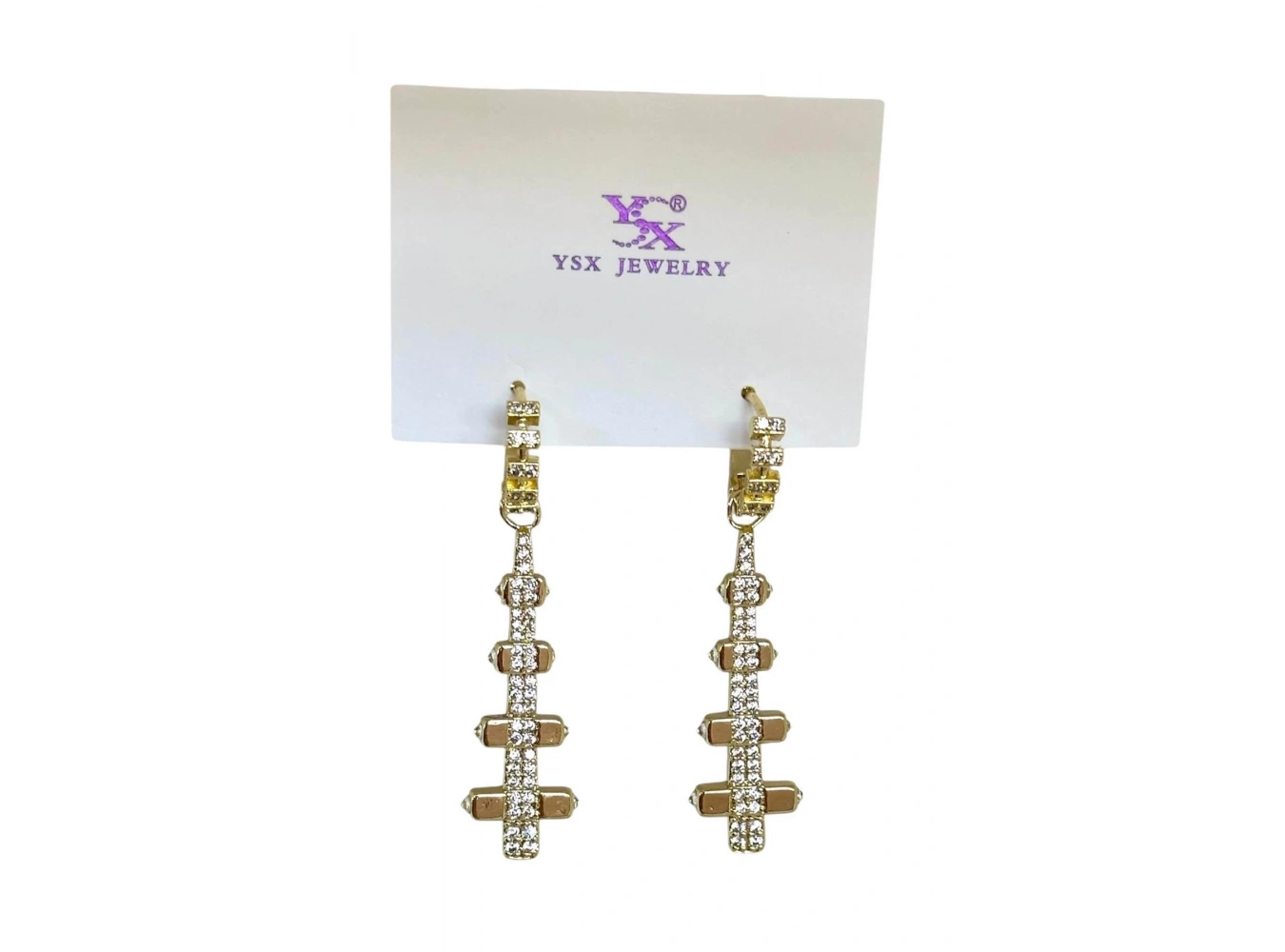 Altın Renk Taş Detaylı YSX Küpe (Çift)