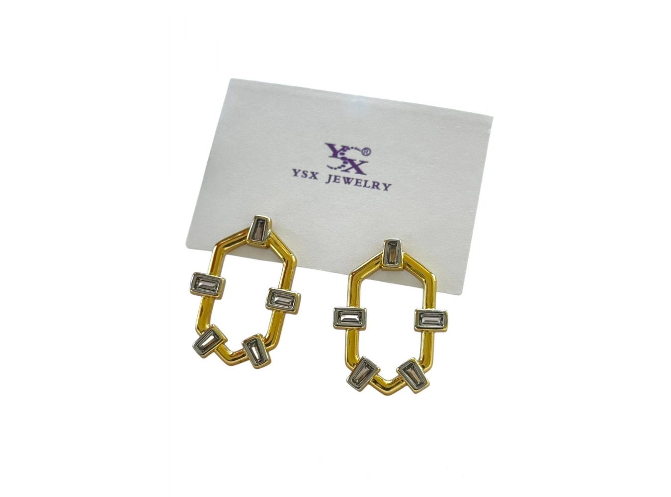 Altın Renk Taş Detaylı YSX Küpe (Çift)