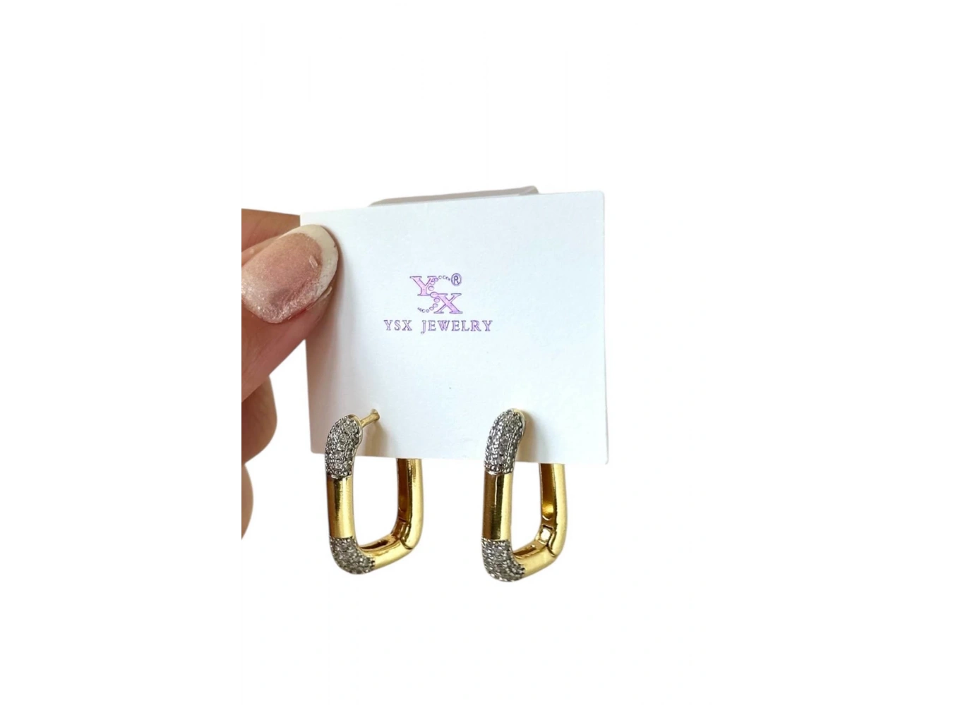 Altın Renk Taş Detaylı YSX Küpe Set (Çift)