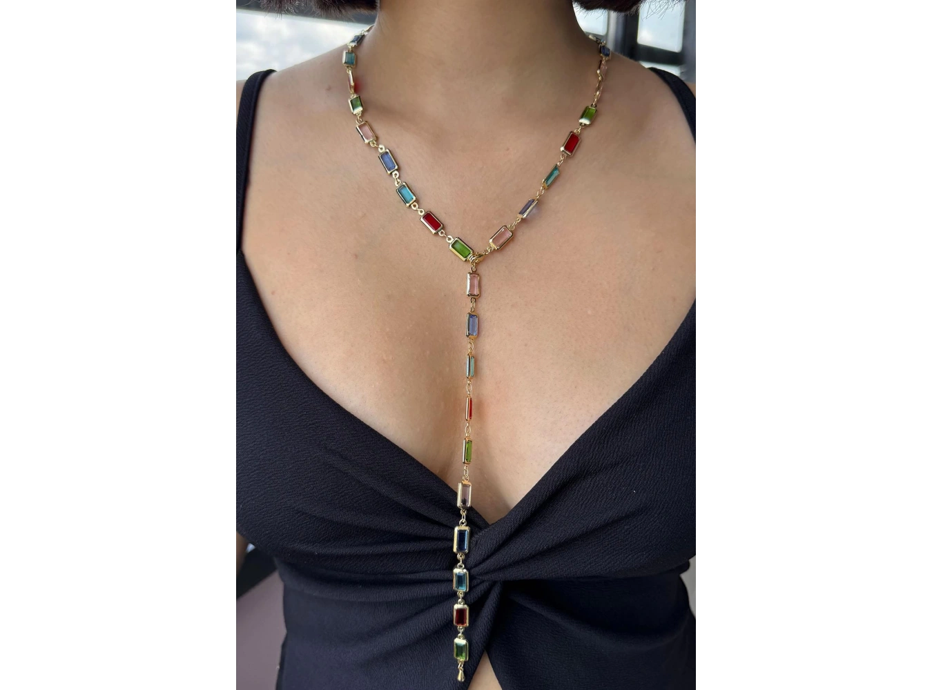 Altın Renk Taş Detaylı YSX Y Kolye