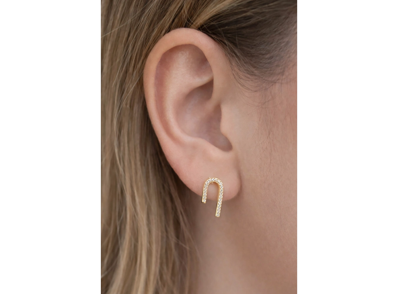 Altın Renk Taş Figürlü Çelik TX  Küpe (Çift)