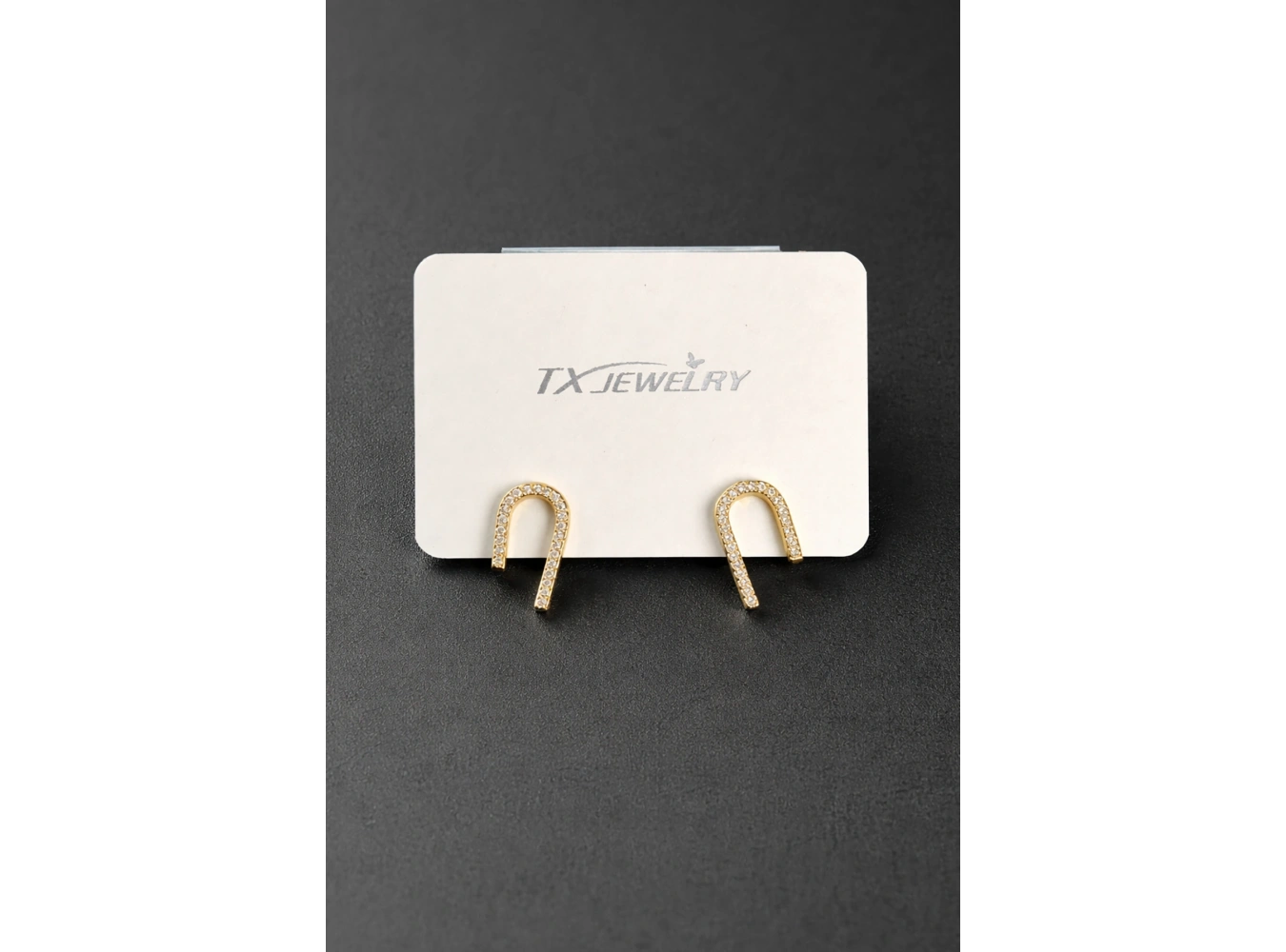 Altın Renk Taş Figürlü Çelik TX  Küpe (Çift)