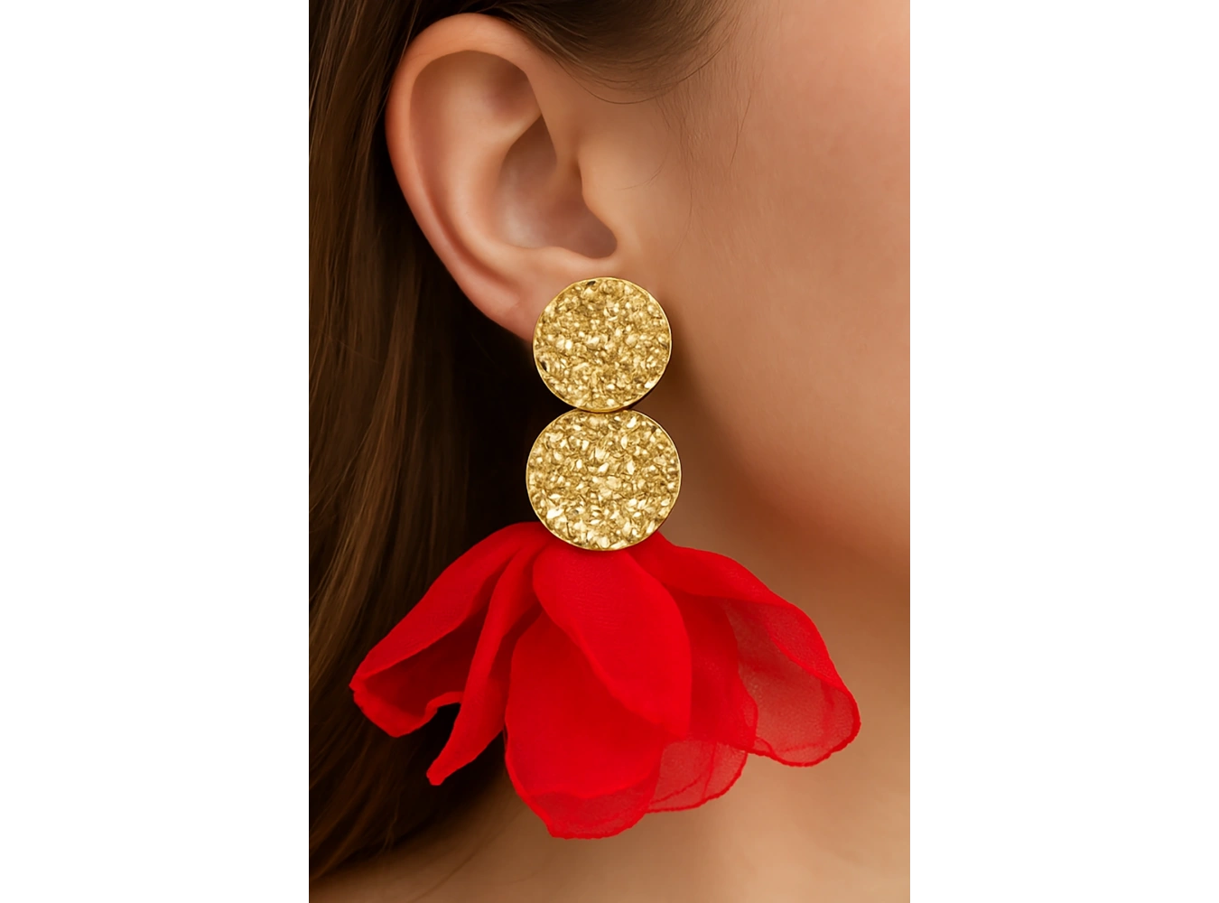 Altın Renk Tasarım Küpe (Çift)