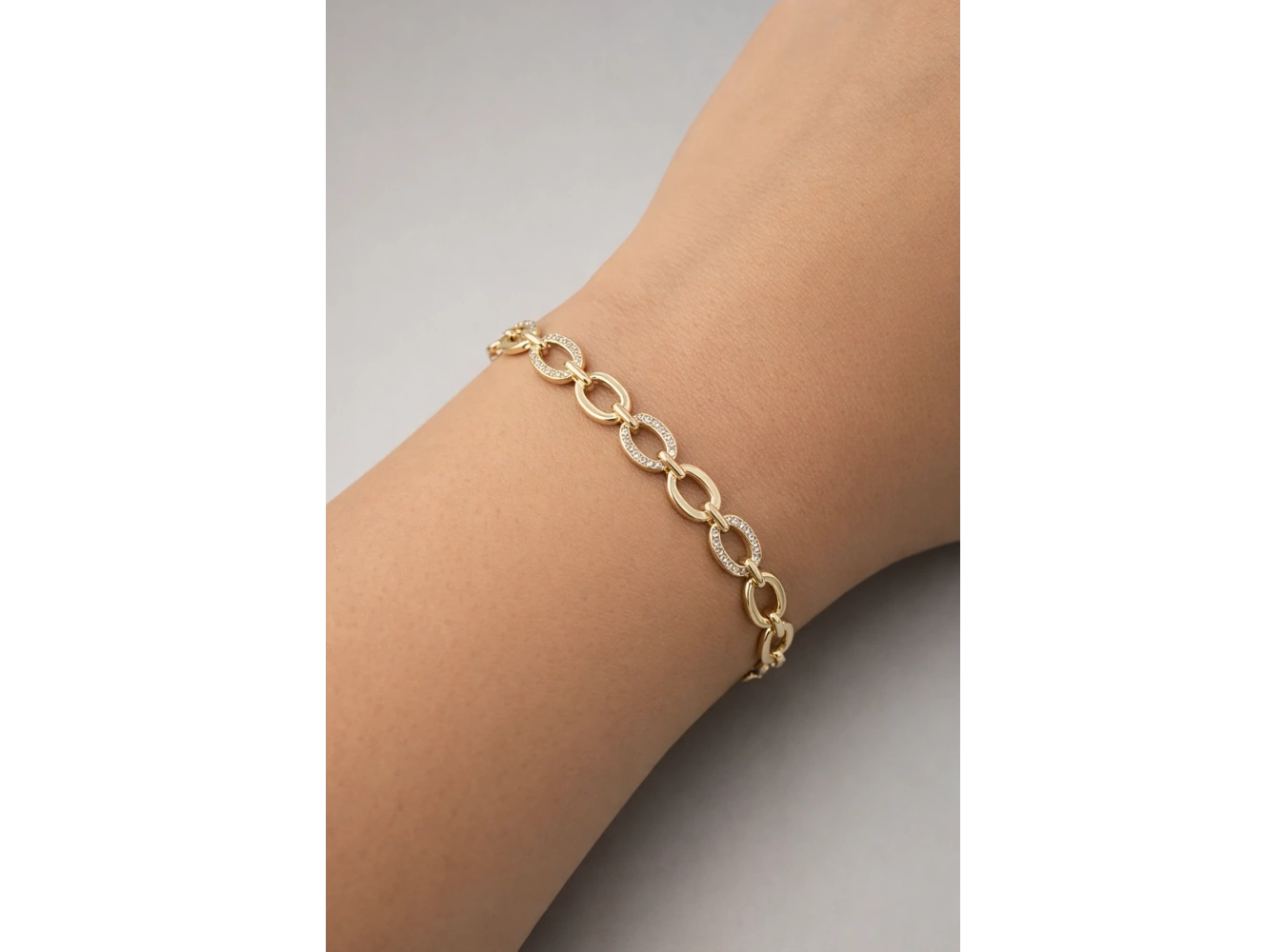 Altın Renk Taşlı 14K Altın Kaplama CM Bileklik