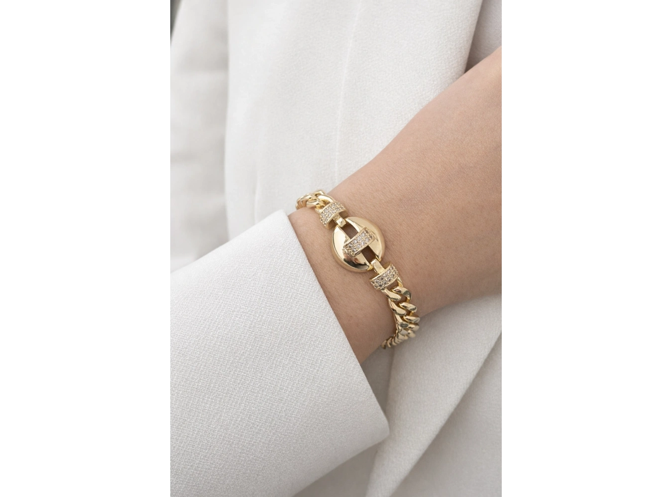 Altın Renk Taşlı 14K Altın Kaplama CM Bileklik