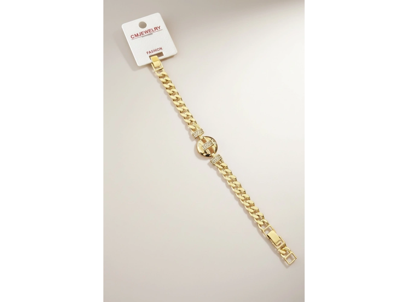 Altın Renk Taşlı 14K Altın Kaplama CM Bileklik