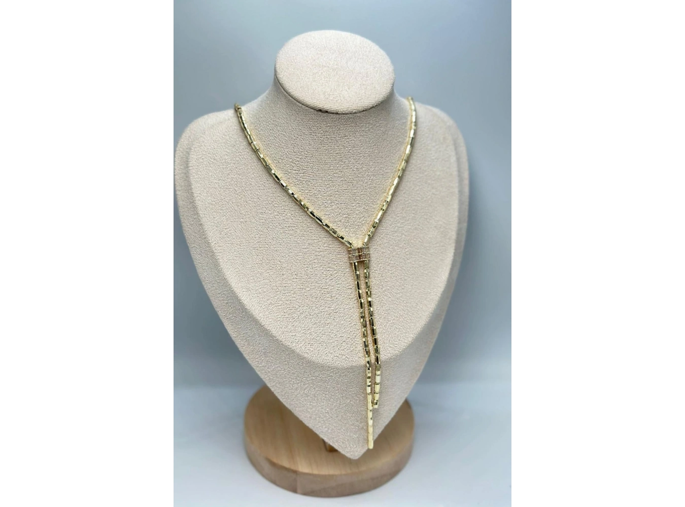 Altın Renk Taşlı 14K Altın Kaplama Y Kolye