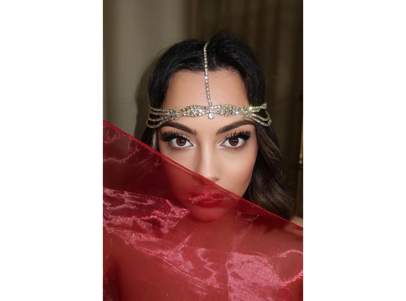 Altın Renk Taşlı Alınlık/Gelin Aksesuar