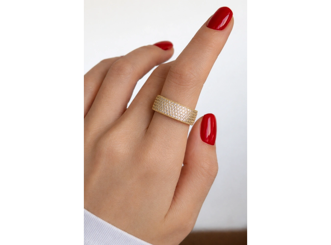 Altın Renk Taşlı Ayarlanabilir Yüzük