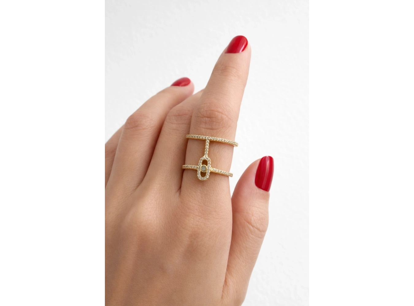 Altın Renk Taşlı Ayarlanabilir Yüzük