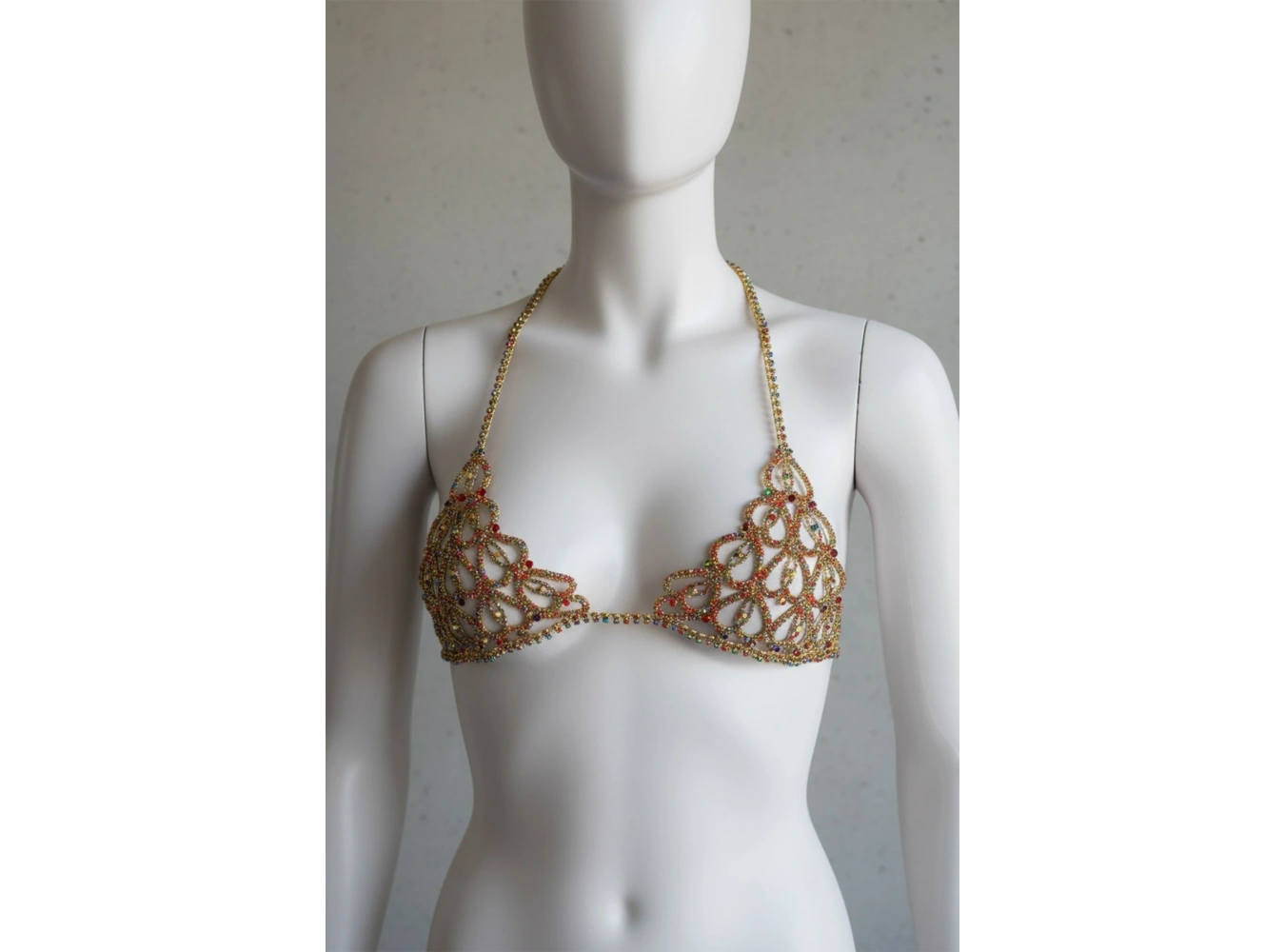 Altın Renk Taşlı Bikini Üstü /Bralet /Vücut Aksesuarı