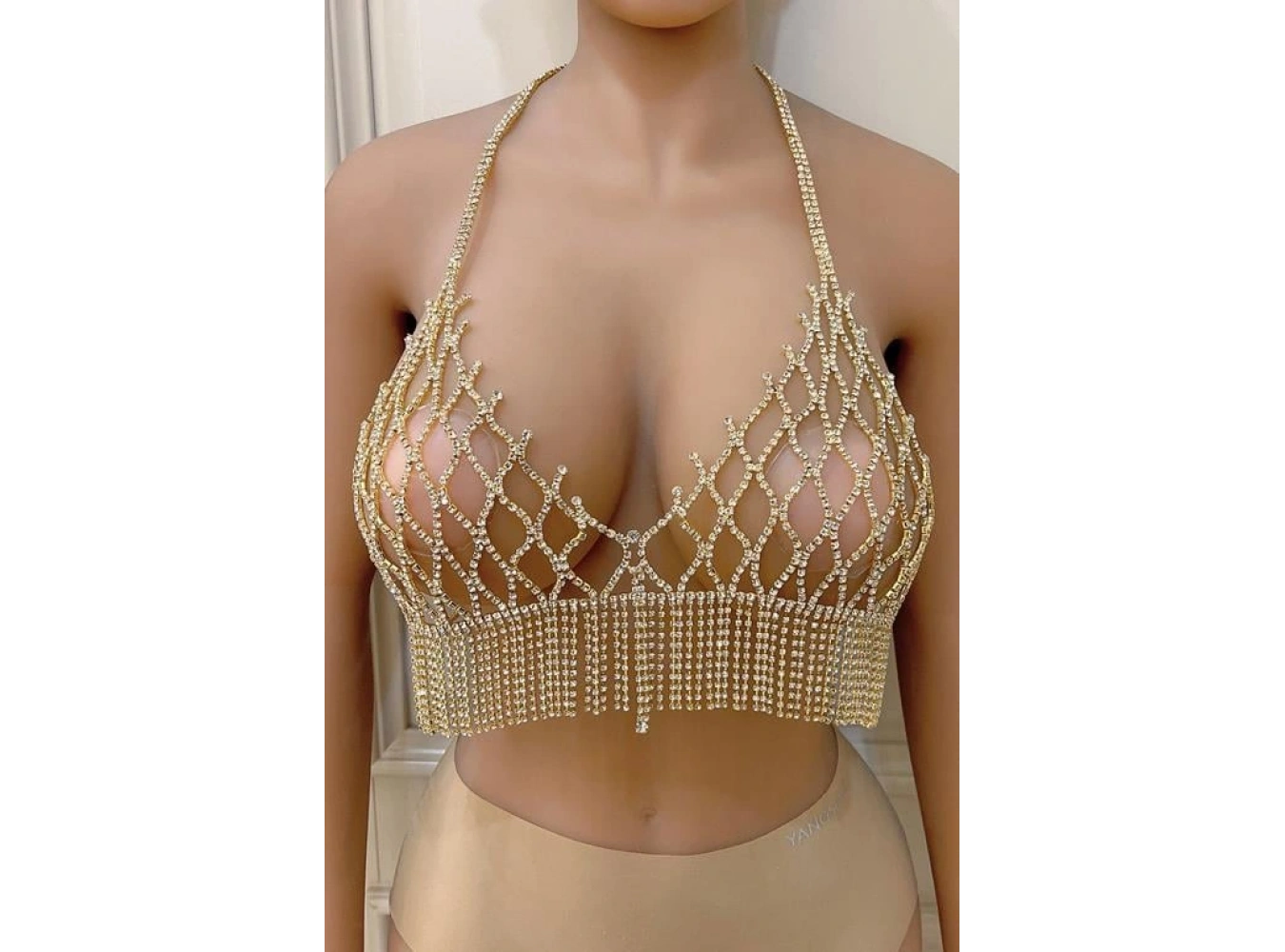 Altın Renk Taşlı Bikini Üstü /Bralet /Vücut Aksesuarı