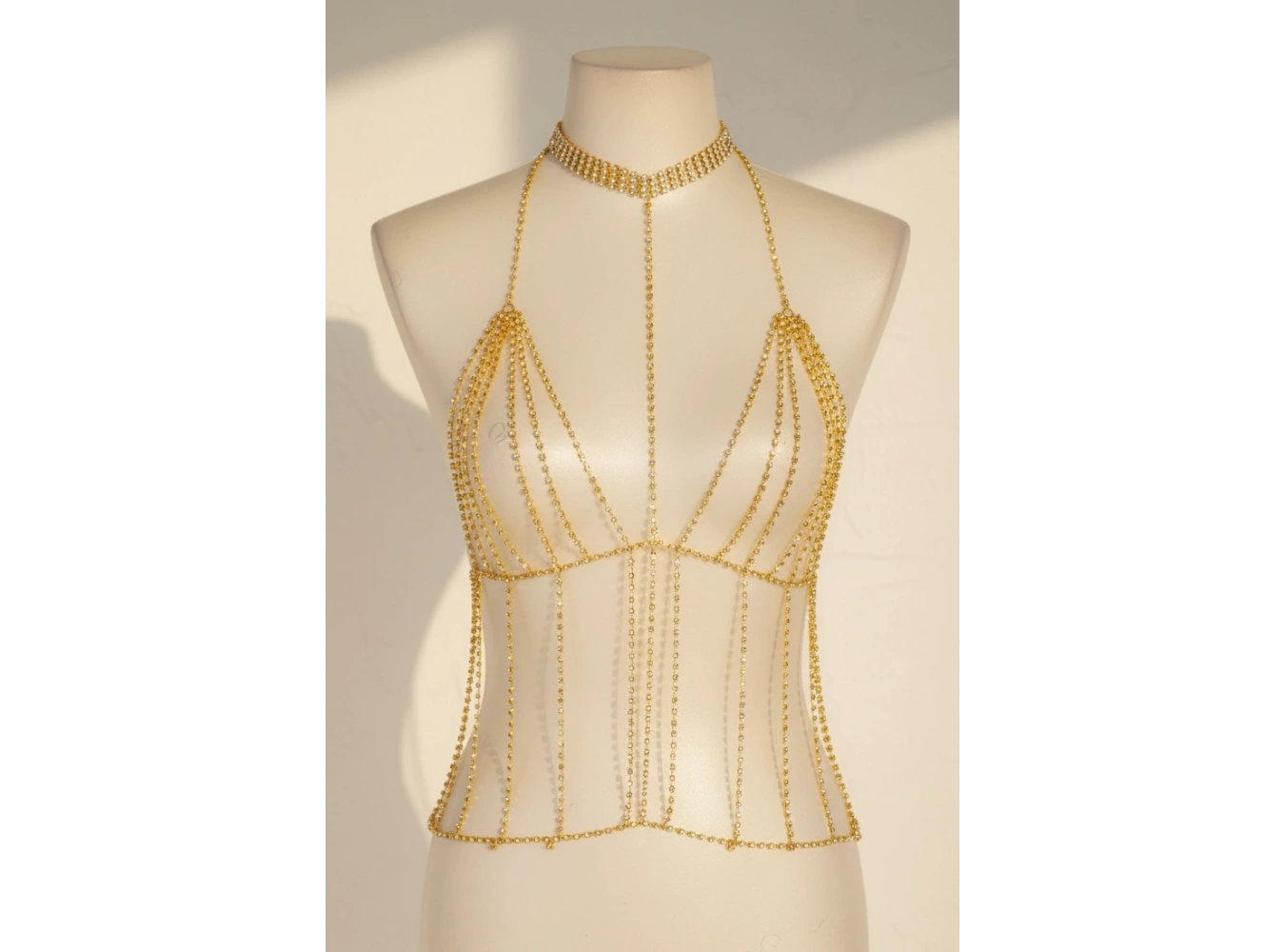 Altın Renk Taşlı Bikini Üstü /Bralet /Vücut Aksesuarı