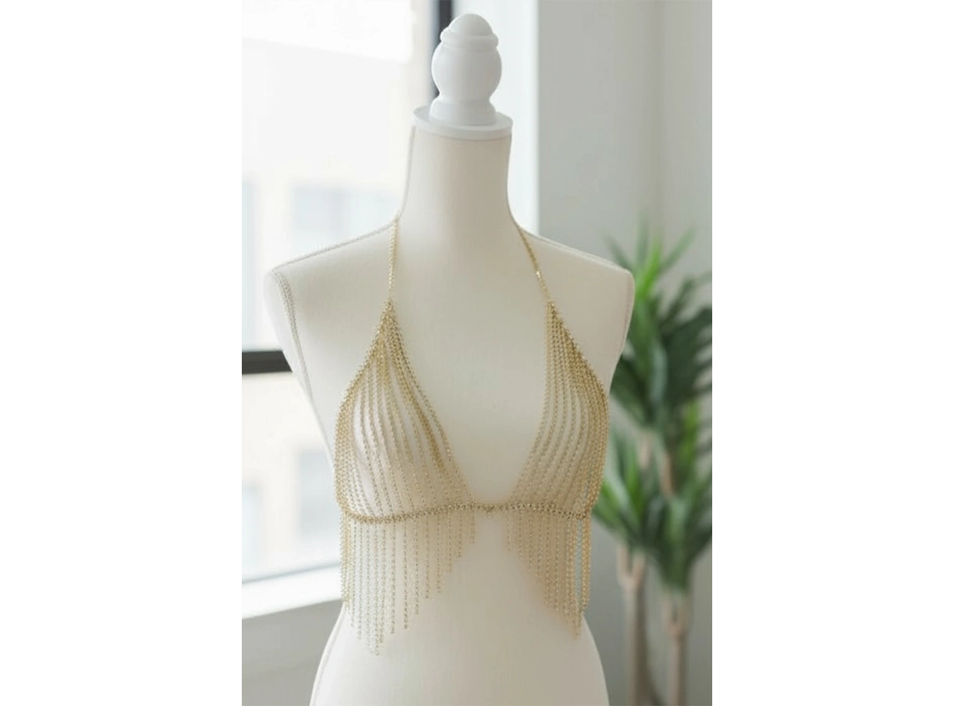 Altın Renk Taşlı Bikini Üstü /Bralet /Vücut Aksesuarı
