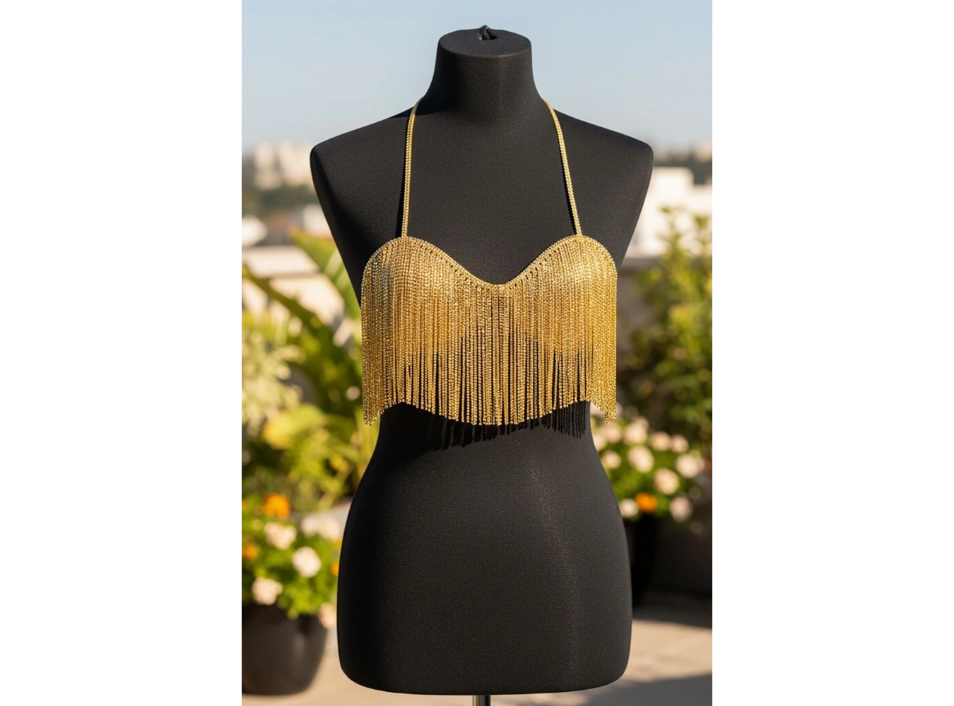 Altın Renk Taşlı Bikini Üstü /Bralet /Vücut Aksesuarı