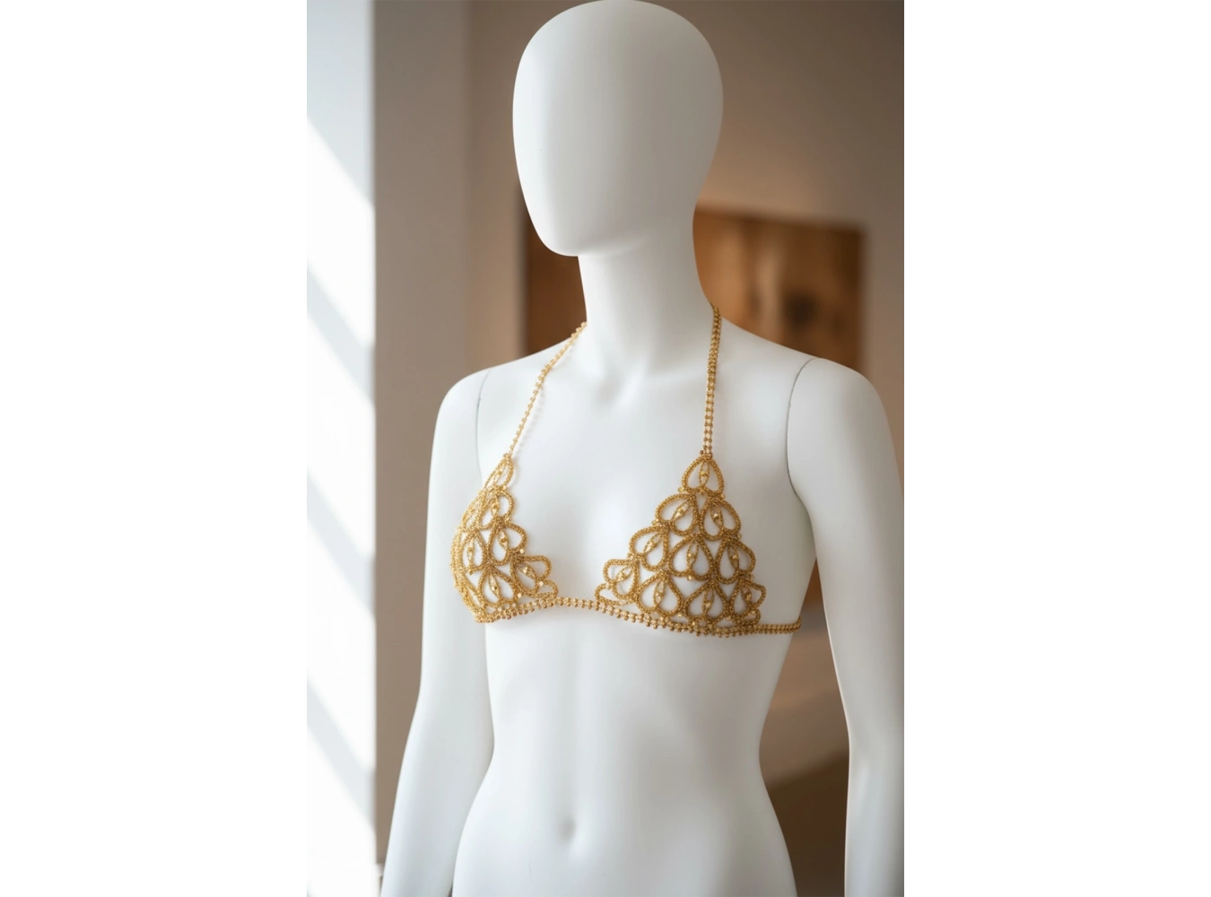 Altın Renk Taşlı Bikini Üstü /Bralet /Vücut Aksesuarı