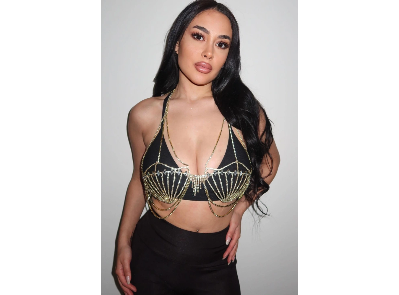 Altın Renk Taşlı Bikini Üstü/ Vücut Aksesuarı