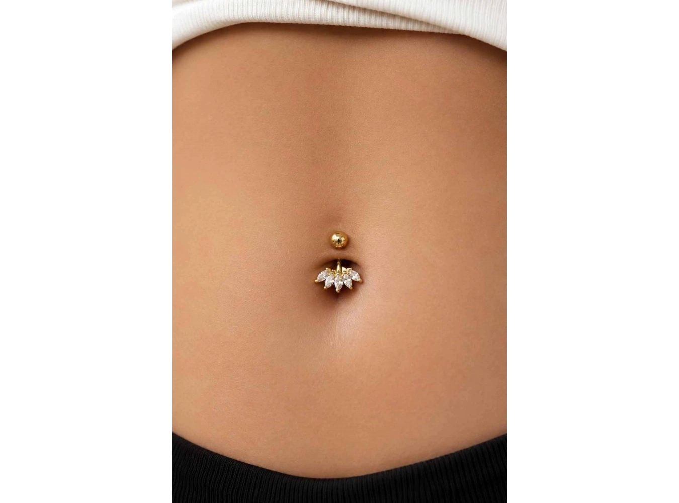 Altın Renk Taşlı Cerrahi Çelik Göbek Piercing
