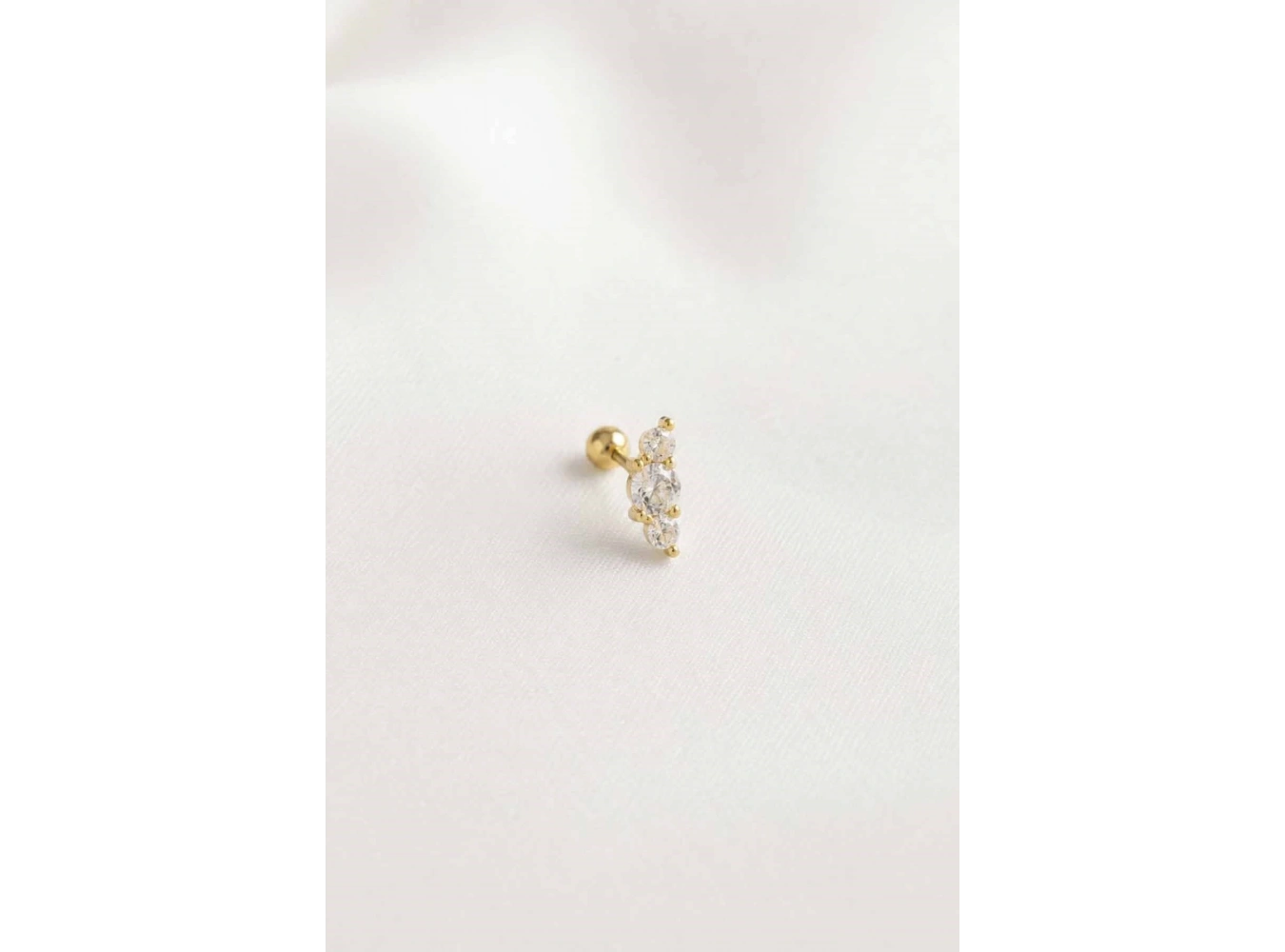 Altın Renk Taşlı Cerrahi Çelik Tragus/Kıkırdak Küpe/Piercing (Tek)