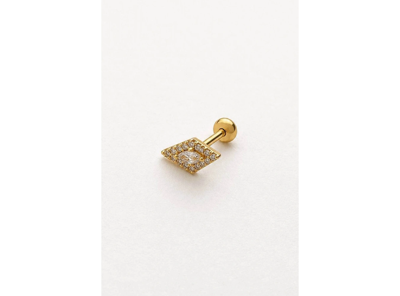 Altın   Renk  Taşlı Cerrahi Çelik Tragus/Kıkırdak Küpe/Piercing (Tek)