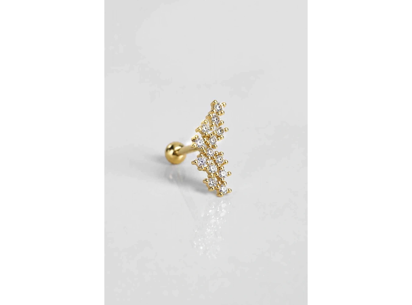 Altın Renk Taşlı Cerrahi Çelik Tragus/Kıkırdak Küpe/Piercing (Tek)