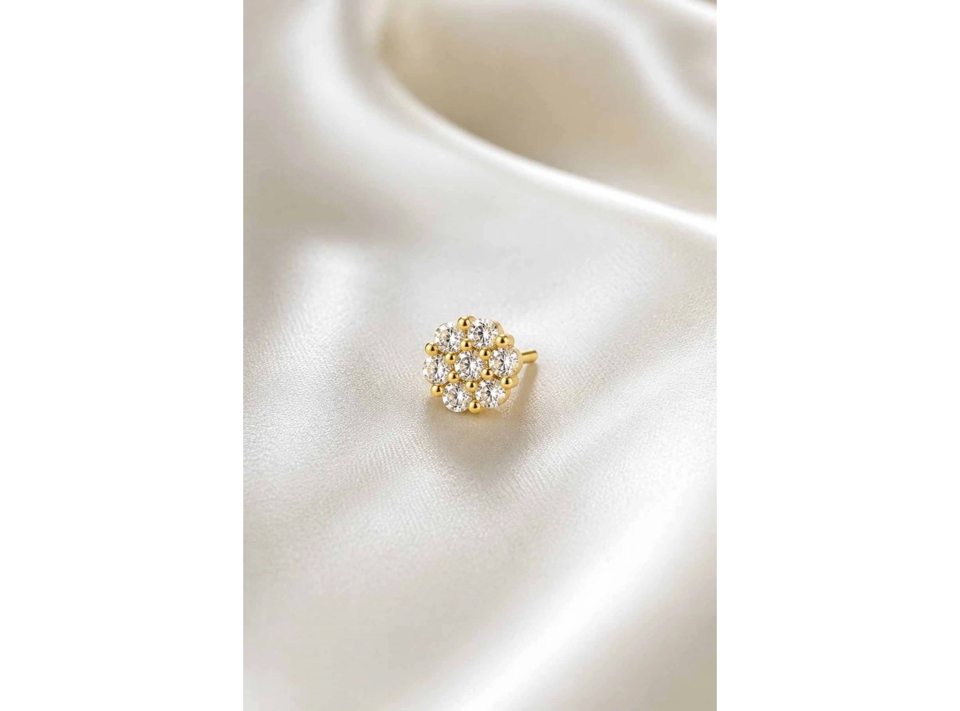 Altın Renk Taşlı Cerrahi Çelik Tragus/Kıkırdak Küpe/Piercing (Tek)