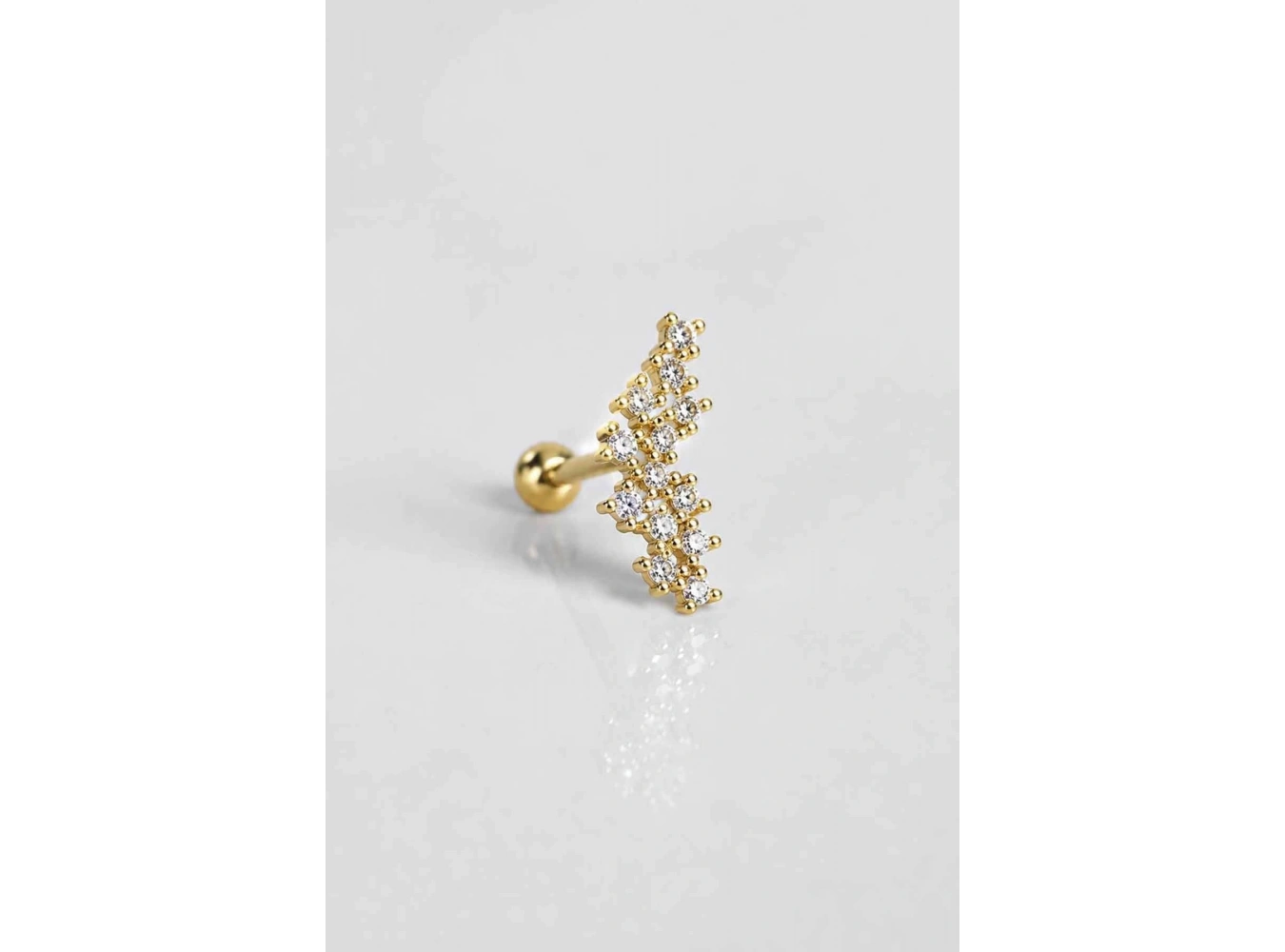 Altın Renk Taşlı Cerrahi Çelik Tragus/Kıkırdak Küpe/Piercing (Tek)