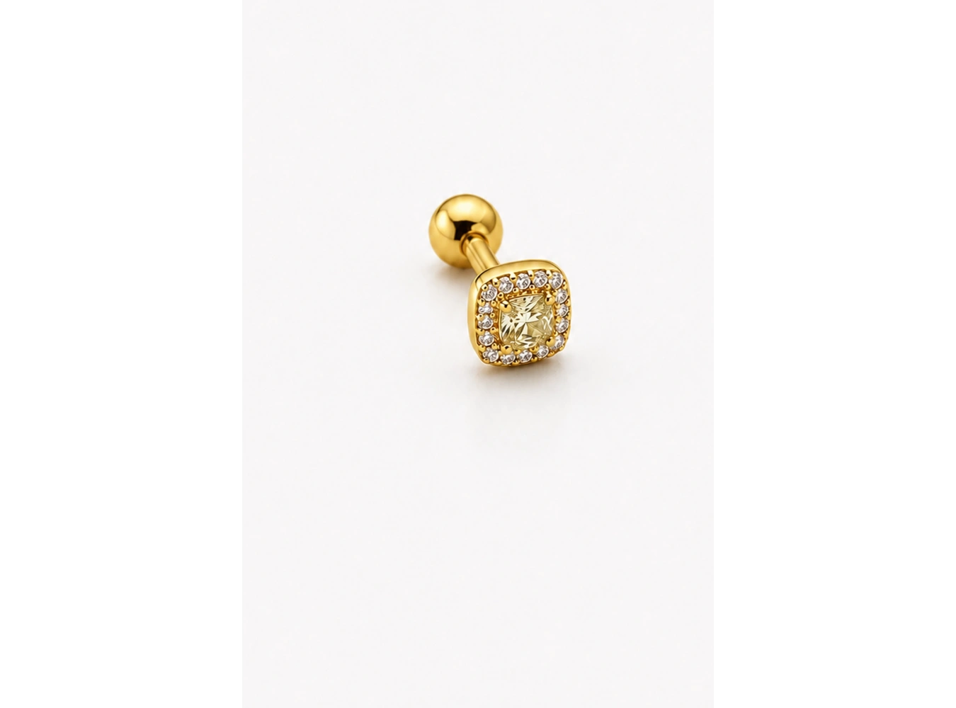 Altın   Renk  Taşlı Cerrahi Çelik Tragus/Kıkırdak Küpe/Piercing (Tek)